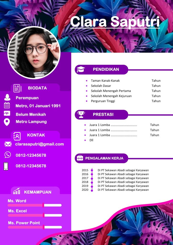 Dowload Desain Cv Menarik Gampang Di Dedit Desain Cv Kreatif .com